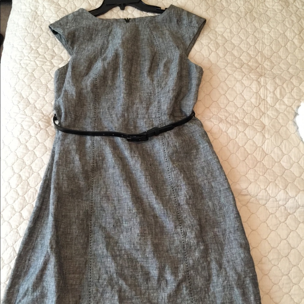 Mercer&Madison office gray linen dress&belt Sz 8.